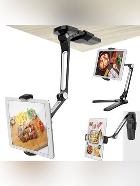 AboveTEK iPad Wall Mount, 3 in 1 Highflex 360° Under Cabinet Mount hands free